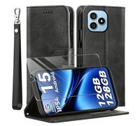 MQERYBV Funda para Blackview Wave 9C con Protector de Pantalla, Flip Magnético Cuero PU Carcasa, TPU Libro Tapa Funda, Ranura Tarjeta Soporte Cover, Cierre Magnético, Negro.