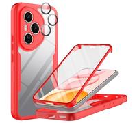 MQERYBV Funda para Honor 400 Pro 5G, 360 Grados Fullbody Protectores de Cámara Antigolpes con Protector de Pantalla Integrado Vidrio Templado Robusto Completa Carcasa Case, Rojo