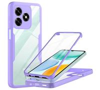 MQERYBV Funda para Honor X5C/X5C Plus con Protector de Pantalla Integrado | 360 Grados Full Body, Anti-Shock Carcasa, Transparent PC Dura Resistente + Silicona Bumper, Púrpura