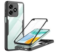 MQERYBV Funda para Honor X5C/X5C Plus con Protector de Pantalla Integrado | 360 Grados Full Body, Anti-Shock Carcasa, Transparent PC Dura Resistente + Silicona Bumper, Negro
