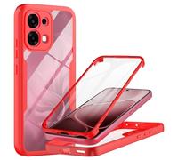 MQERYBV Funda para OPPO A6 Pro 5G/4G con Protector de Pantalla Integrado | 360 Grados Full Body, Anti-Shock Carcasa, Transparent PC Dura Resistente + Silicona Bumper, Rojo