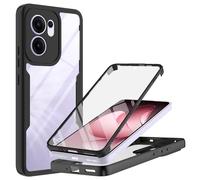MQERYBV Funda para OPPO Reno 13 F 5G/ Reno 13 FS 4G/5G Carcasa Antigolpes 360 Grados Ultra Hybrid Protección con Protector de Pantalla Integrado Robusto Doble Cara Ultrafina Transparente, Negro