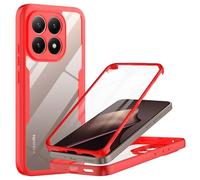MQERYBV Funda para Xiaomi 15T 5G Carcasa Antigolpes 360 Grados Ultra Hybrid Protección con Protector de Pantalla Integrado Robusto Doble Cara Ultrafina Transparente Bumper Carcasa, Rojo