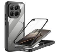 MQERYBV Funda para Xiaomi 15T Pro 5G Carcasa Antigolpes 360 Grados Ultra Hybrid Protección con Protector de Pantalla Integrado Robusto Doble Cara Ultrafina Transparente Bumper Carcasa, Negro