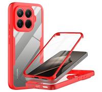 MQERYBV Funda para Xiaomi 15T Pro 5G Carcasa Antigolpes 360 Grados Ultra Hybrid Protección con Protector de Pantalla Integrado Robusto Doble Cara Ultrafina Transparente Bumper Carcasa, Rojo