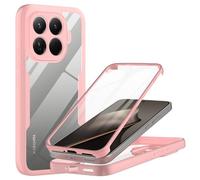 MQERYBV Funda para Xiaomi 15T Pro 5G Carcasa Antigolpes 360 Grados Ultra Hybrid Protección con Protector de Pantalla Integrado Robusto Doble Cara Ultrafina Transparente Bumper Carcasa, Rosa