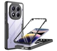 MQERYBV Funda para Xiaomi Redmi Note 14 Pro 4G Carcasa Antigolpes 360 Grados Ultra Hybrid Protección con Protector de Pantalla Integrado Robusto Doble Cara Ultrafina Transparente Bumper Carcasa, Negro
