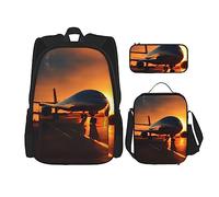 MQGMZ Airplane at Sunset Print - Bolsa de libros y lápices de gran capacidad, estuche ligero para laptop, bolsa de almuerzo aislada