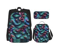 MQGMZ Bolsa de libros con estampado de escamas de dragón mágico en 3D, gran capacidad, ligera, para laptop, bolsa de almuerzo aislada, color negro, talla única, NEGRO, One Size