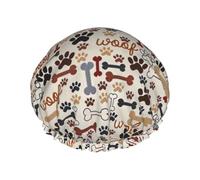 MQGMZ Gorro de ducha suave para mujer con pelo largo, doble impermeable, decorado con elegantes impresiones de huesos y patas.