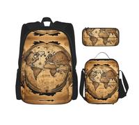 MQGMZ Mochila ligera para laptop, con diseño de globo terráqueo del mundo, de gran capacidad, con aislamiento, color negro, talla única, Black, Talla única