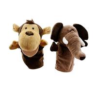 Mqiklt 2 Marionetas de Mano de Animales de Peluche, Juguete Suave Y Educativo para Cuentos, Ideal para Juegos, Ejercicios en Interiores Y Preescolar, Mono Elefante