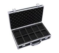 Mqiklt Caja para Relojes con Forma de Maleta, Resistente, Portátil, a Prueba de Golpes E Impermeable con Acolchado de Espuma Rígida, Y para Mujeres, Negro, 10 Ranuras