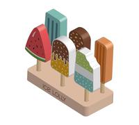 Mqiklt Juego de Helados de Madera para Juegos de rol Que Desarrolla Habilidades Sociales. Juguete de Simulación de Heladería para Niños de 2 a 4 años. Regalo