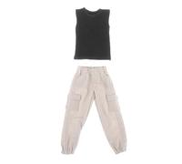 Mqiklt Pantalones Cargo Y Camisetas Sin Mangas para Figura Masculina a Escala 1/12. Ropa de Hombre Moderna Hecha a Mano para Figura de Acción de Masc, Negro