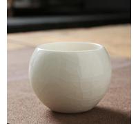 MQjzsh Ru Kiln/Ge Kiln Combinación, cuenco de té hecho a mano, juego de té, juego de 4 piezas, 140 ml, adecuado como regalo para mamá y papá, oficina, familia, fiesta y varias ocasiones (blanco)