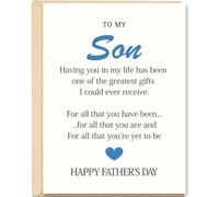 MQMRYeto Tarjeta del día del padre para hijo, tarjetas sinceras para el día del padre, regalo de mamá papá, para un hijo maravilloso en el día del padre