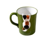 Mqnnfc Linda taza de gato, tazas de cerámica novedosas for gatitos, taza de café única con un gato mirando, cumpleaños Navidad for los amantes de los gatos