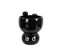 Mqnnfc Taza de café de gato siamés, linda taza de postre de helado de gato de la suerte, taza siamesa de cerámica, tazas exquisitas creativas con temática de gatito, taza de leche 3D kawaii(Black)