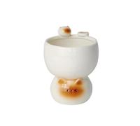 Mqnnfc Taza de café de gato siamés, linda taza de postre de helado de gato de la suerte, taza siamesa de cerámica, tazas exquisitas creativas con temática de gatito, taza de leche 3D kawaii(White)