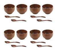 MQODLFP 16 cuencos y cucharas de madera hechos a mano para servir arroz, vajilla de cocina en casa