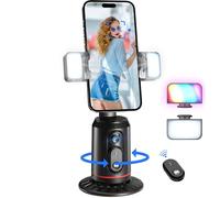 MQOUNY Soporte para teléfono con Seguimiento Facial automático, rotación de 360°, trípode de teléfono Inteligente, Soporte para cámara de Disparo con Control Remoto Recargable y luz para transmisión