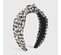 MQPALZKD Conjunto a cuadros Vintage, diadema de diamantes, estilo Perla de imitación, nudo de fragancia pequeña, diadema superior craneal alta(black-Soul Eater1)