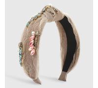 MQPALZKD Diadema anudada de hilo Diadema colorida elegante retro con pedrería de perlas(black-Soul Eater1)