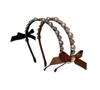 MQPALZKD Diadema con diamantes de imitación, diadema con lazo lateral dulce, diadema con temperamento de diamantes de imitación y perlas