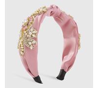 MQPALZKD Diadema con flores y hojas de perlas engastadas con diamantes, diadema con nudo de borde ancho y parte superior craneal alta de estilo bohemio(black-Soul Eater1)