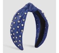 MQPALZKD Diadema con nudo cruzado de PU de sentido Superior, accesorios for el cabello con inserción de aire fresco y temperamento(Blue,White)