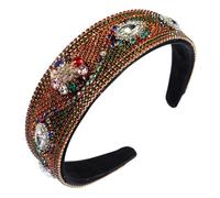 MQPALZKD Diademas Barrocas Coloridas Con Diamantes De Imitación, Cientos De Flores, Accesorios For El Cabello Con Borde Ancho