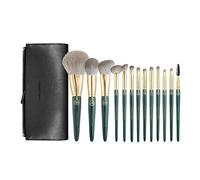 MQPALZKD Juego de brochas de maquillaje con mango de madera de poste largo de 13 Uds., resaltador con colorete en polvo suelto, de labios y cejas