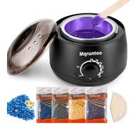 Mqruntoo Kit de Cera Depilatoria con Calentador Eléctrico, 4 Perlas de 100 g, Depilación con Cera Caliente para Hombres y Mujeres, Ideal para Todo el Cuerpo