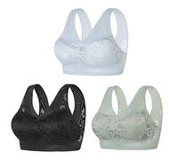 MQSHUHENMY Breezybloom - Sexy Beautiful Back Breathable Thin Bra, Breezybloom Bras for Women, Gathered Bra Without Rims and Removable Pad (Medium,Bl+Gr+Gre)