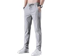 MQSHUHENMY Men's Fast Dry Stretch Pants, Stretch Pants Men, Pockets Ice Silk Suit Exercise Quick Dry Fishing Work Pants (4XL,Light Grey)