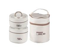 MQSHUHENMY Portable Insulated Lunch Container Set, 2022 New Stackable Stainless Steel Food Container with Thermal Bag, Insulated Lunch Containers, Thermal Lunch Box Bento Box Set (White,2 Layer)
