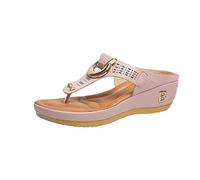 MQSHUHENMY Rome Summer Women Flip Flops Wedges Thick Slippers, High Heel Flip Flops for Women, Women's High Heel Platform Wedge Flip-Flops Beach Sandals (40,Pink)