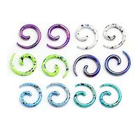 MQSS Oreja Dilatacion Expansores oído tapón túnel Espiral Taper Carne expansor Estiramiento Cuerpo Orejas ensanchador Acrílico Espirales Caracol Pendientes Set 12 pcs 8G: 3mm