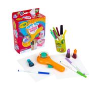 Mαquina para hacer pegatinas Crayola Spin Art, crea 42 pegatinas personalizadas, juego de arte en espiral para niρos, kit de manualidades, juguet