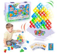 MQVXT 64 Piezas Tetra Tower Balance Blocks,Tetris Tower Stack Attack Juego Tetra Tower Adultos,Juguete de Apilamiento de Equilibrio,Juguetes de Montessori Regalo para Niños Niñas 3+ Años