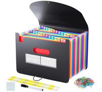 MQVXT Carpeta Clasificadora de Acordeon,Expandible Archivos Organizador de 24 Bolsillos, Portátil Carpeta Separadores Documentos Archivadores para Oficina,Escuela,Home(Negro)