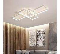 MQW LED Techo Contemporáneo Lámpara De Salón Rectangular Atmosférica, Lámpara del Dormitorio con Atenuación Continua y Control Remoto, Acrílico, Blanco, L90cm