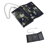 MQWDGJ Cartera delgada de camuflaje, billetera delgada, de lona, carteras de camuflaje delgadas, carteras triples para hombre con clip de cadena, cremallera para viajes, deportes, monedas, monedero