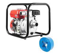 Mqwdxzfes Bomba de agua de gasolina de 7,5 CV 212 CC, 2 pulgadas, 26 m³/h, altura de extracción de 30 m, bomba portátil de alta presión con manguera de 7,5 m, bomba de jardín, bomba de agua sucia para