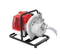 Mqwdxzfes Bomba de Agua Gasolina 2 Tiempos 1,7 PS, Motorpumpa 43 cc con Salida de 1 Pulgada, 10 m³/h de Flujo y 30 m de Altura, Motobomba Gasolina, Bomba Jardín para Riego Estanque Drenaje (Rojo)