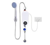 Mqwdxzfes Calentador de agua electrónico instantáneo de 5500 W, mini calentador de agua de ducha instantáneo con cabezal de ducha e indicador LED, IPX4 resistente al agua, set de ducha pequeña