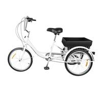 Mqwdxzfes Triciclo de 20 pulgadas para adultos, bicicleta de ciudad de una sola velocidad con asiento infantil y cesta de la compra, pedal antideslizante, triciclo de ocio, bicicleta de compras al