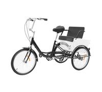 Mqwdxzfes Triciclo de 20 pulgadas para adultos, bicicleta de ciudad de una sola velocidad con asiento infantil y cesta de la compra, pedal antideslizante, triciclo de ocio, bicicleta de compras al