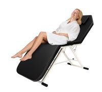 Mqwdxzfes Tumbona de masaje plegable de 3 zonas, silla de cosmética portátil ajustable con cojín de poliuretano, mesa de masaje, tumbona de masaje móvil, para spa o salón, uso doméstico, hasta 200 kg